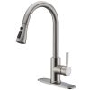 1 WEWE Single Handle High Arc Brushed Nickel Pull Out Kitchen FaucetSingle Level Stainless Steel Kitchen Sink Faucets with Pull Down Sprayer 7