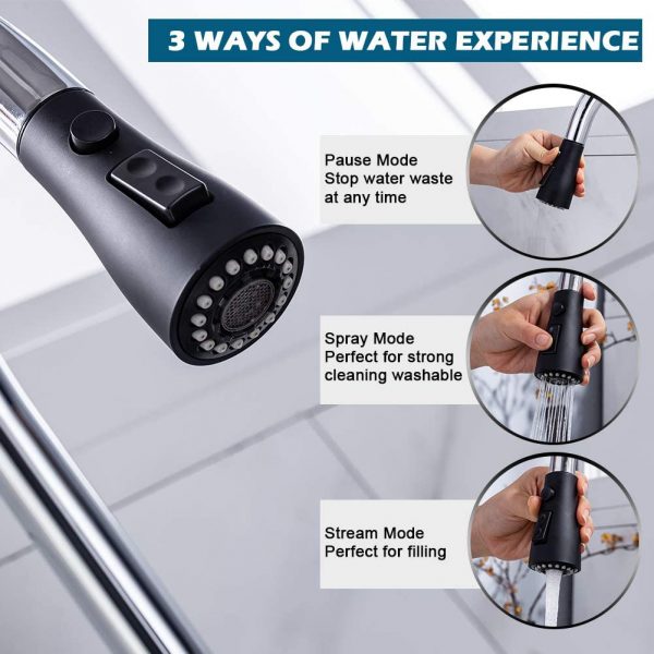 3 Chrome Kitchen Faucet with Sprayer Stainless Steel Single Handle one or Three Hole for Laundry bar 2