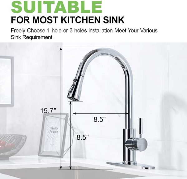 5 Commercial Modern Stainless Steel rv Farmhouse Kitchen Faucet Single Handle 1 or 3 Hole Kitchen 1