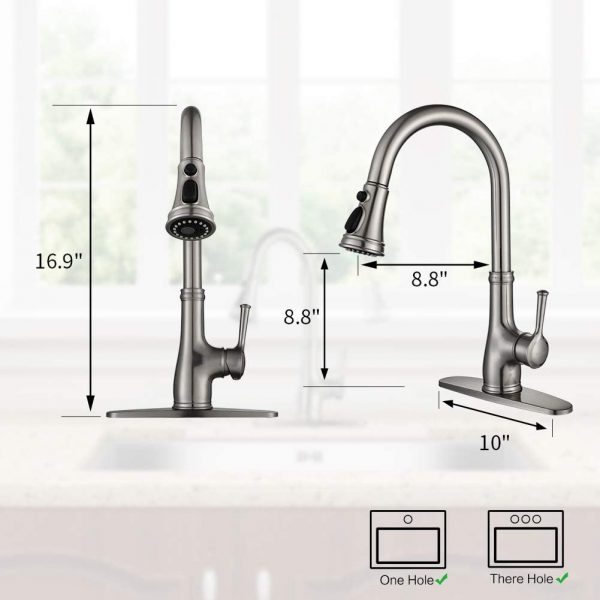6 Kitchen Faucet WEWE Single Handle Stainless Steel Brushed Nickel Pull Down Kitchen Sink Faucet with Pull Out Sprayer 1