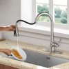6 Kitchen Faucet WEWE Single Handle Stainless Steel Brushed Nickel Pull Down Kitchen Sink Faucet with Pull Out Sprayer 4