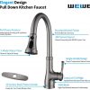 6 Kitchen Faucet WEWE Single Handle Stainless Steel Brushed Nickel Pull Down Kitchen Sink Faucet with Pull Out Sprayer 5