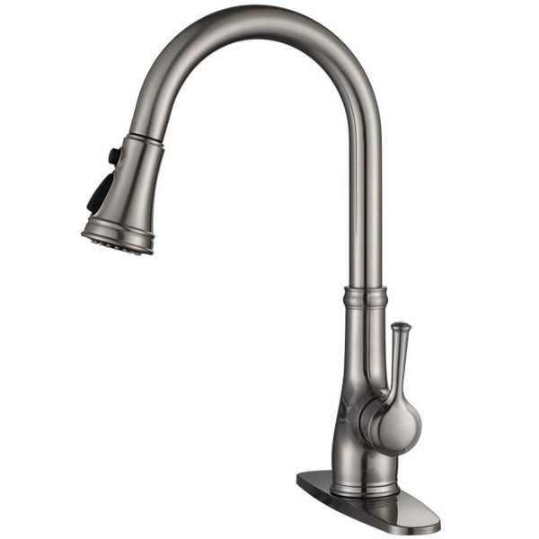 6 Kitchen Faucet WEWE Single Handle Stainless Steel Brushed Nickel Pull Down Kitchen Sink Faucet with Pull Out Sprayer 7 1