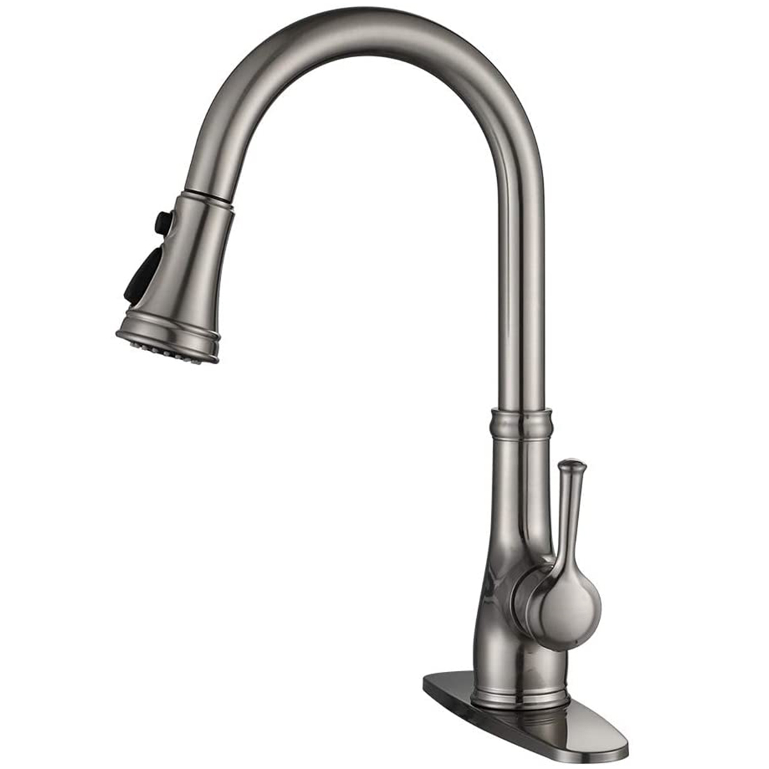 WEWE Brushed Nickel Pull Down Kitchen Sink Faucet with Pull Out Sprayer