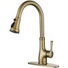 7 Brushed Gold Copper Single Handle 1 Hole Pull Down Kitchen Faucet Champagne BronzeWEWE 5
