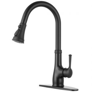 8 Black Kitchen Sink Faucet Single Handle Pull Down Matte Black Kitchen Faucet with Sprayer WEWE 6