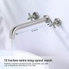 Brushed Nickel wall mounted bathroom sink faucet 2
