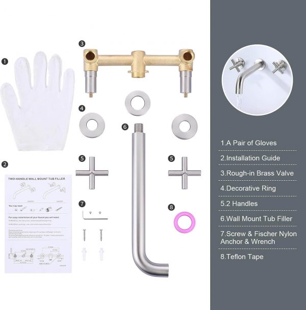 Brushed Nickel wall mounted bathroom sink faucet 4