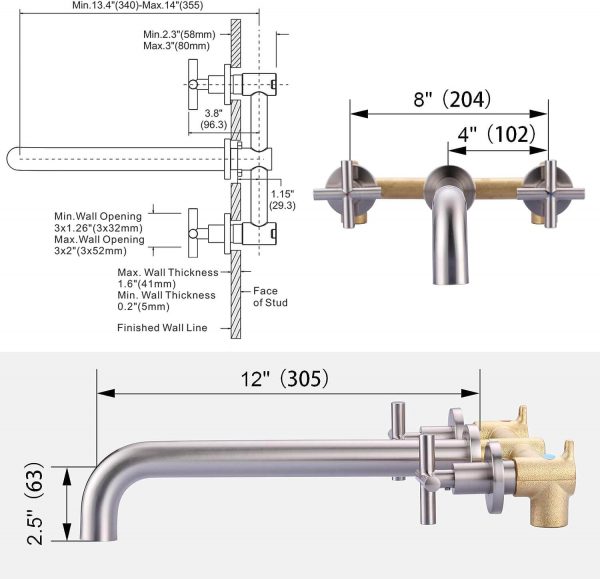 Brushed Nickel wall mounted bathroom sink faucet 5