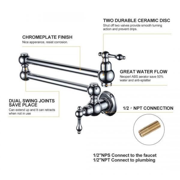 Modern Farmhouse Pot Filler Polished Chrome 3