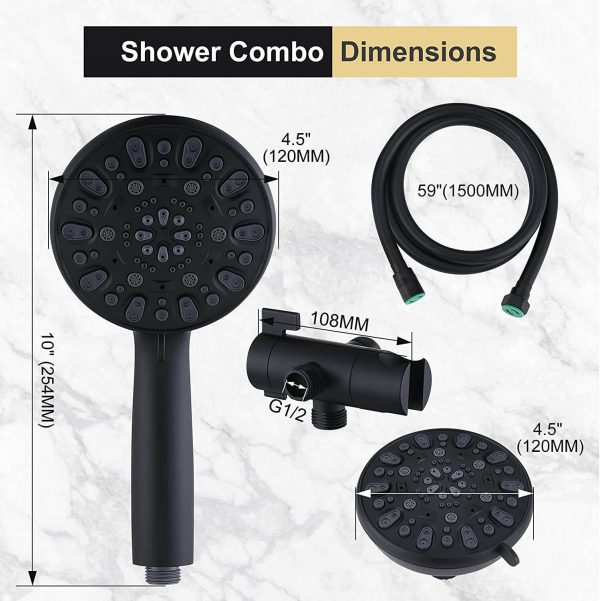 aleasha black 48 functions dual rain shower head 10