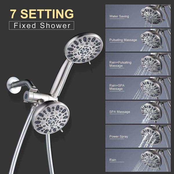 aleasha brushed nickel 48 functions dual rain shower head 1