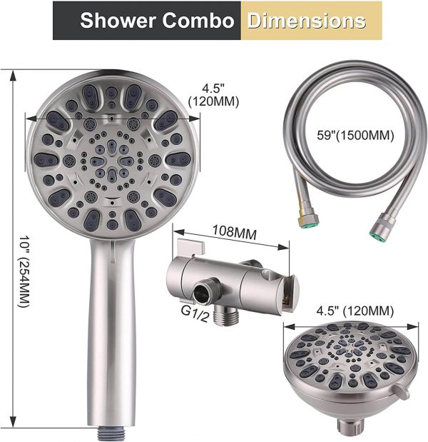 aleasha brushed nickel 48 functions dual rain shower head 9