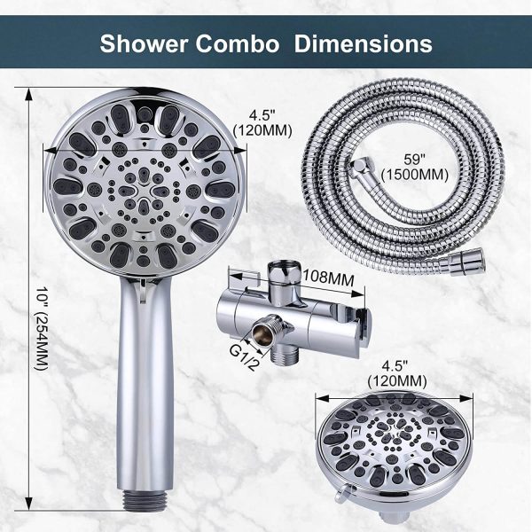 aleasha chrome 48 functions dual rain shower head 1