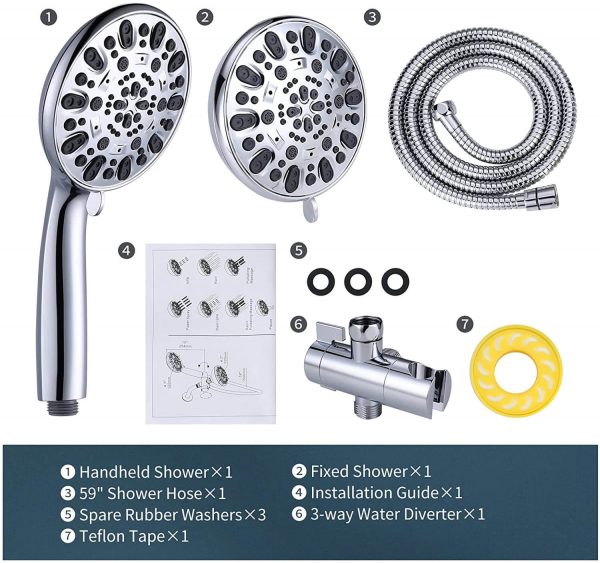 aleasha chrome 48 functions dual rain shower head 9