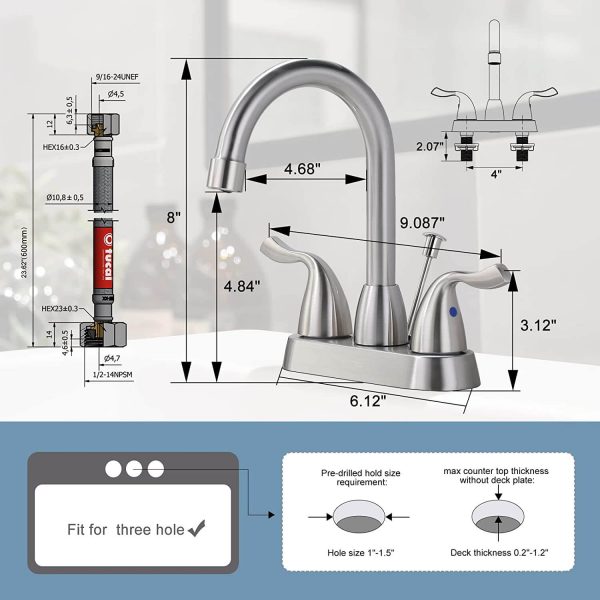 arcora 4 inch centerset brushed nickel bathroom sink faucet with drain assembly 1