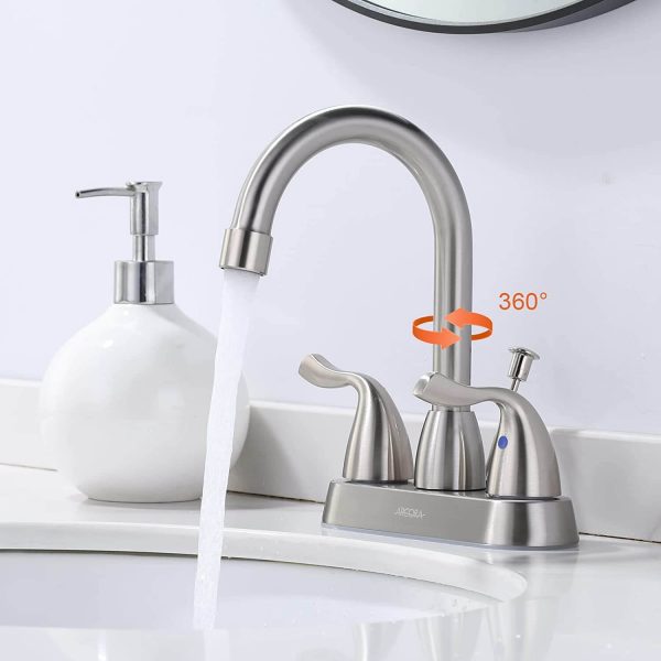 arcora 4 inch centerset brushed nickel bathroom sink faucet with drain assembly 4