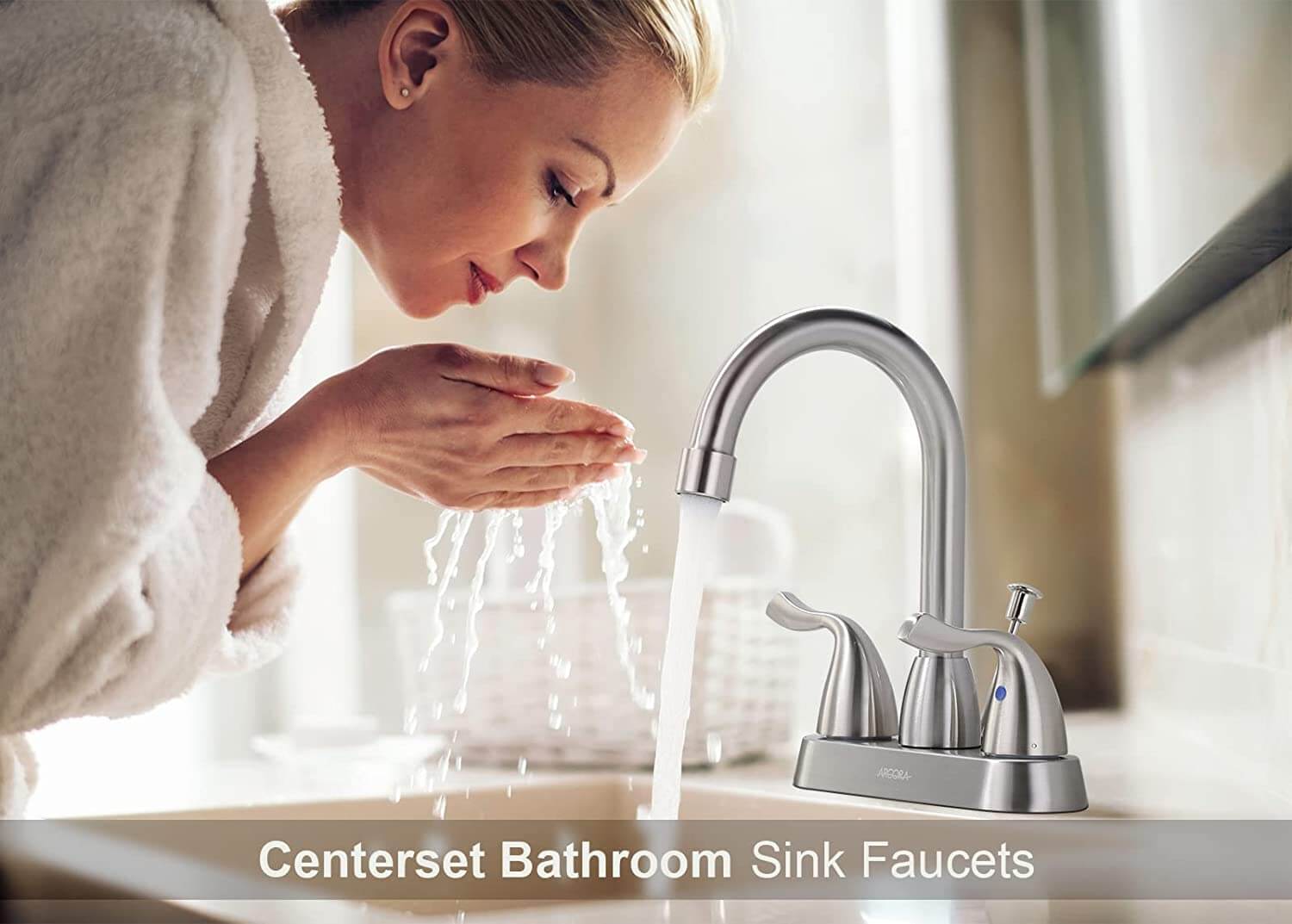 arcora 4 inch centerset brushed nickel bathroom sink faucet with drain assembly 5