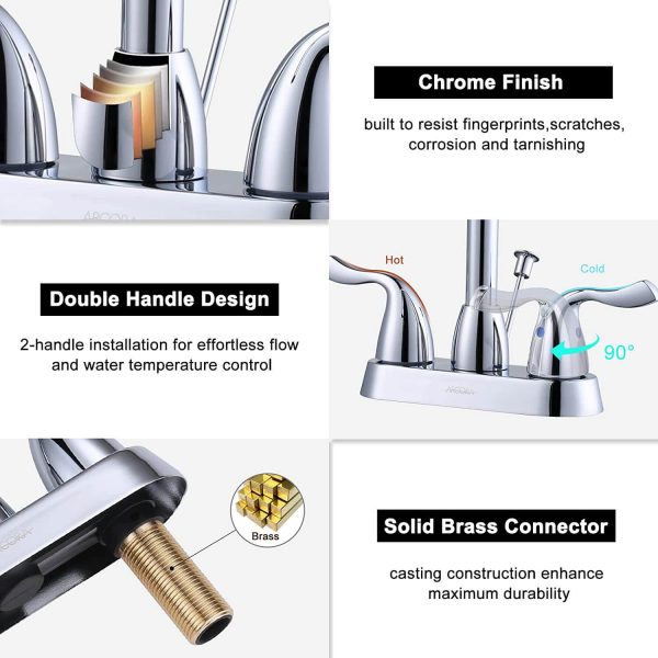 arcora 4 inch centerset chromel bathroom sink faucet with drain assembly 1