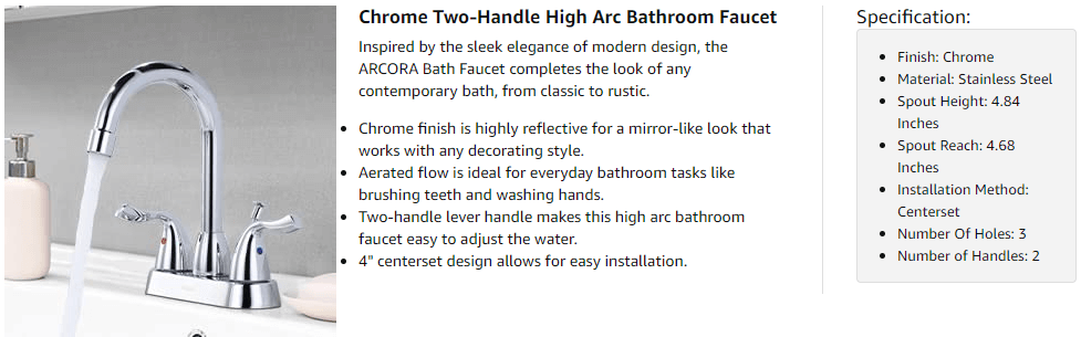 arcora 4 inch centerset chromel bathroom sink faucet with drain assembly 2