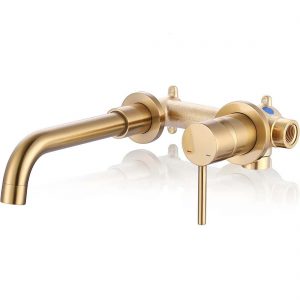 arcora single handle brushed gold wall mounted bathroom sink faucet 111
