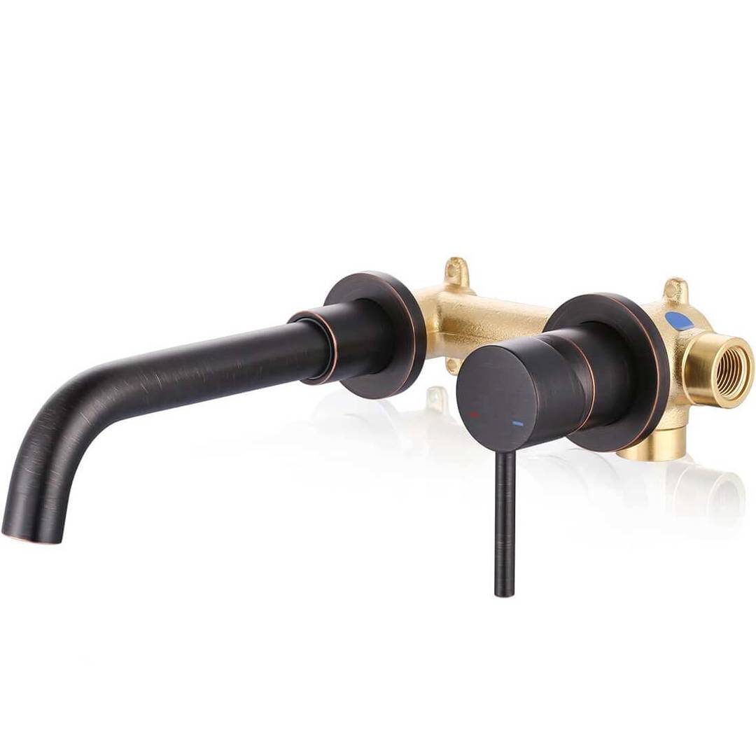 Single Handle Oil Rubbed Bronze Wall Mount Bathroom Faucet with Rough-in Valve