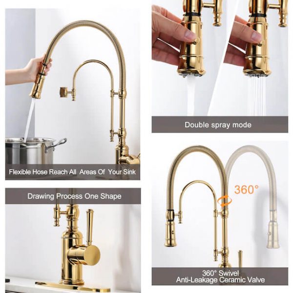 gold solid brass pre rinse faucet 1
