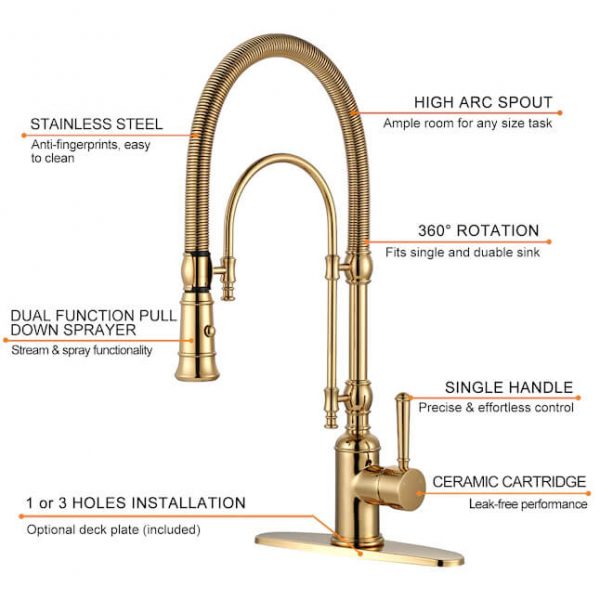 gold solid brass pre rinse faucet 3