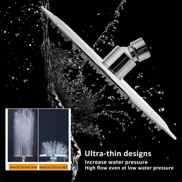 high pressure high flow stainless steel rainfall shower head 8 inch chrome finish 2