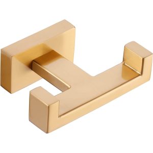iviga brushed gold wall mount double towel hook 1