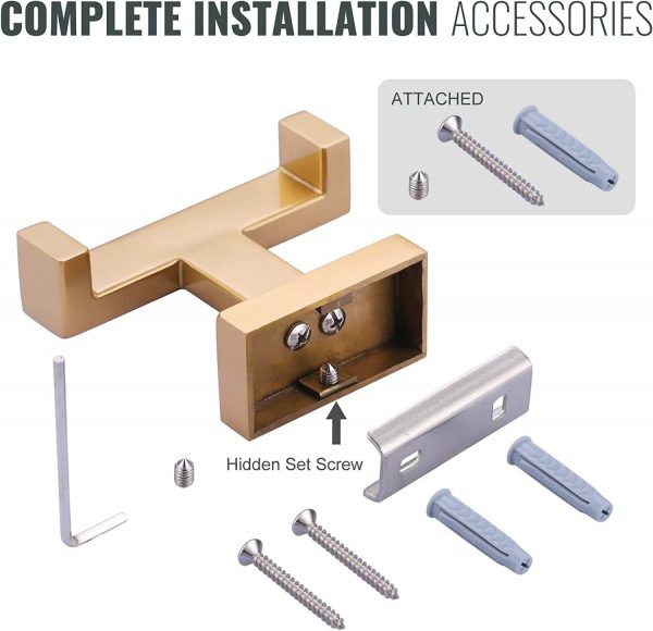 iviga brushed gold wall mount double towel hook 2