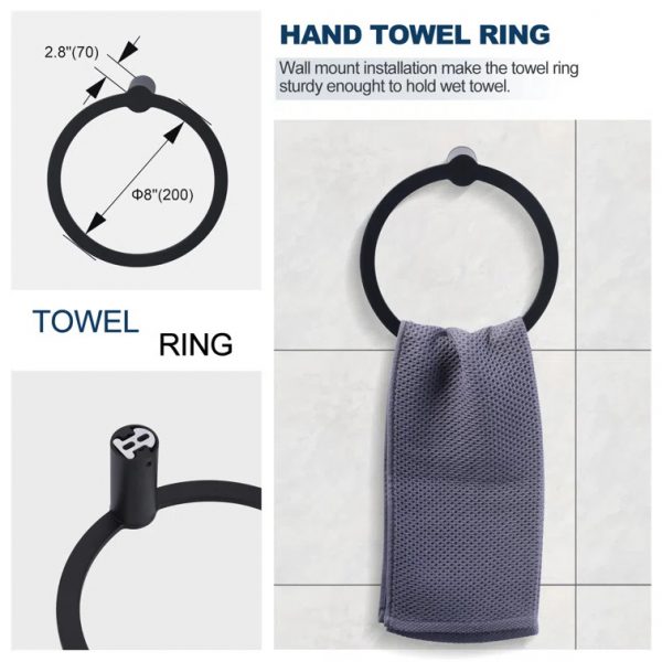 iviga matte black 4 piece bathroom hardware set 1