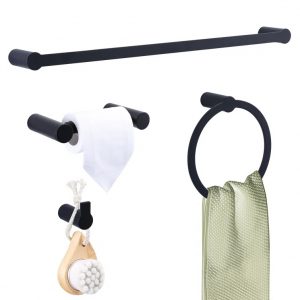 iviga matte black 4 piece bathroom hardware set 5