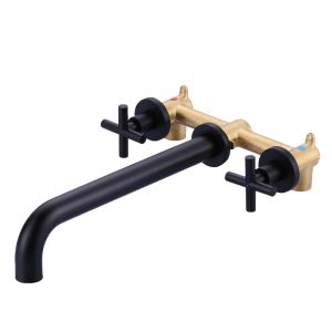 matte black wall mounted bathroom sink faucet 1