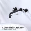 matte black wall mounted bathroom sink faucet 2