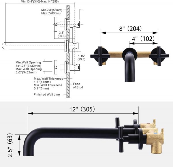 matte black wall mounted bathroom sink faucet 5