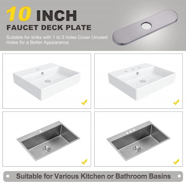 sink faucet hole cover deck plate arc edge brushed nickel 2