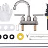wowow 4 inch centerset bathroom faucet 3 hole brushed nickel bathroom sink faucet 4