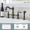 wowow antique bronze brass bridge kitchen faucet with sprayer 2