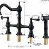 wowow black 4 hole centerset bridge vintage farmhouse kitchen sink faucets with side sprayer 2