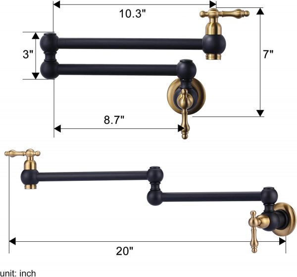 wowow black and gold pot filler copper folding faucet 2