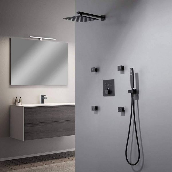 wowow black thermostatic shower set 3