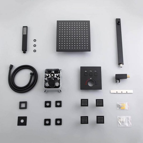 wowow black thermostatic shower set 4
