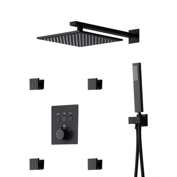 wowow black thermostatic shower set 6 1