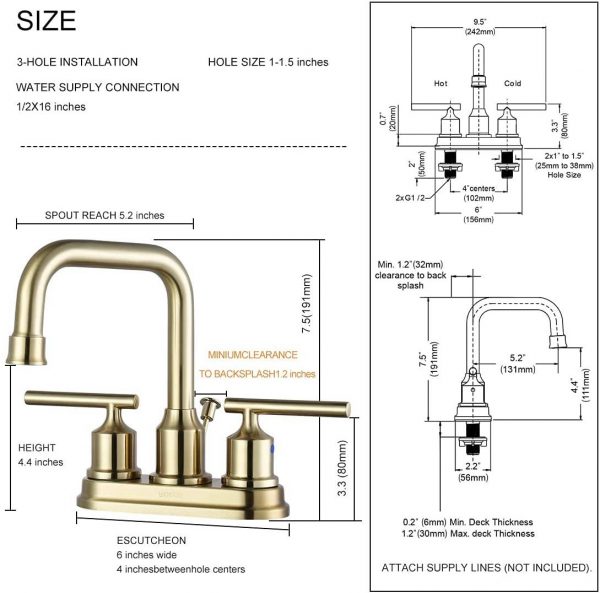 wowow brushed gold bathroom faucet 4 inch bathroom sink faucet 2