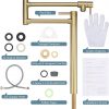wowow brushed gold deck mount pot filler faucet over stove 2