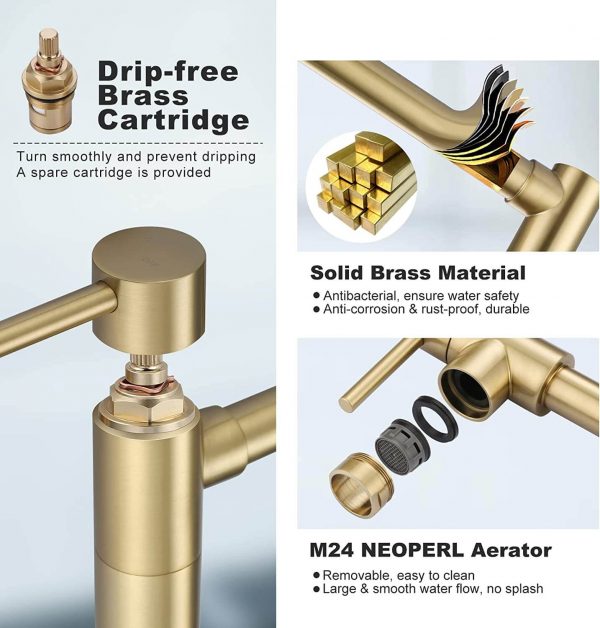 wowow brushed gold deck mount pot filler faucet over stove 3