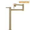 wowow brushed gold deck mount pot filler faucet over stove 4