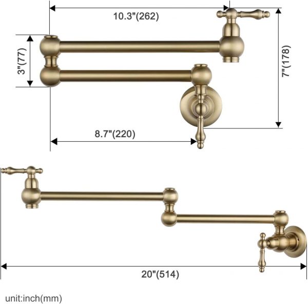 wowow brushed gold pot filler wall mount folding faucet over stove 6