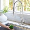 wowow brushed nickel brass pre rinse faucet with dual mode pull down sprayer 1 1